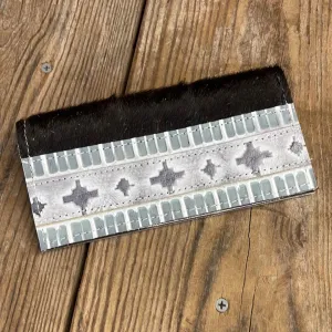 092 Checkbook Cover - Black w/ Adobe Navajo