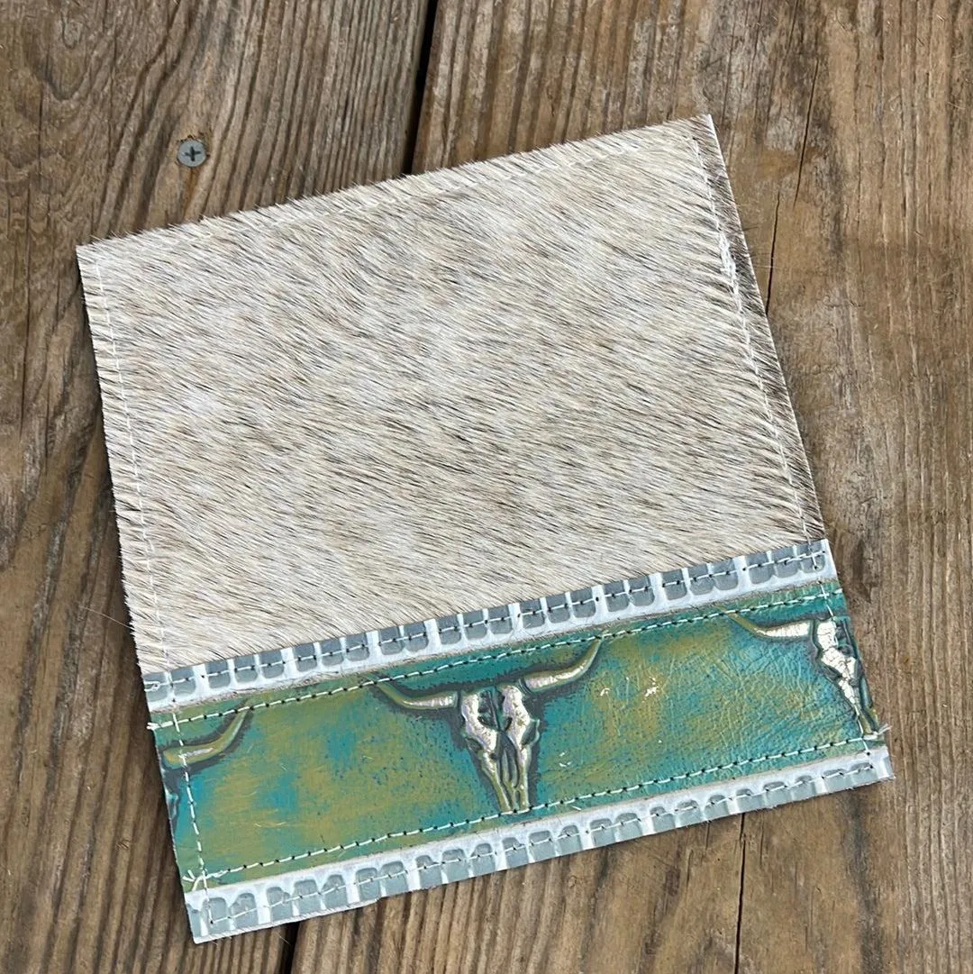 094 Checkbook Cover - Brindle w/ Margarita skulls
