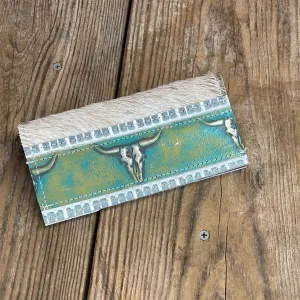 094 Checkbook Cover - Brindle w/ Margarita skulls