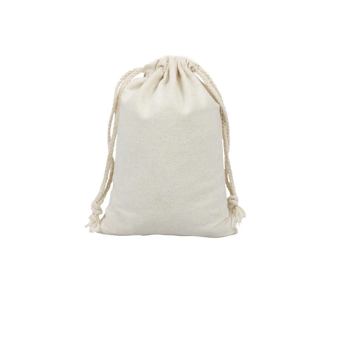 10X Canvas Drawstring Bags Bulk Linen-Calico Cotton Tote Gifts