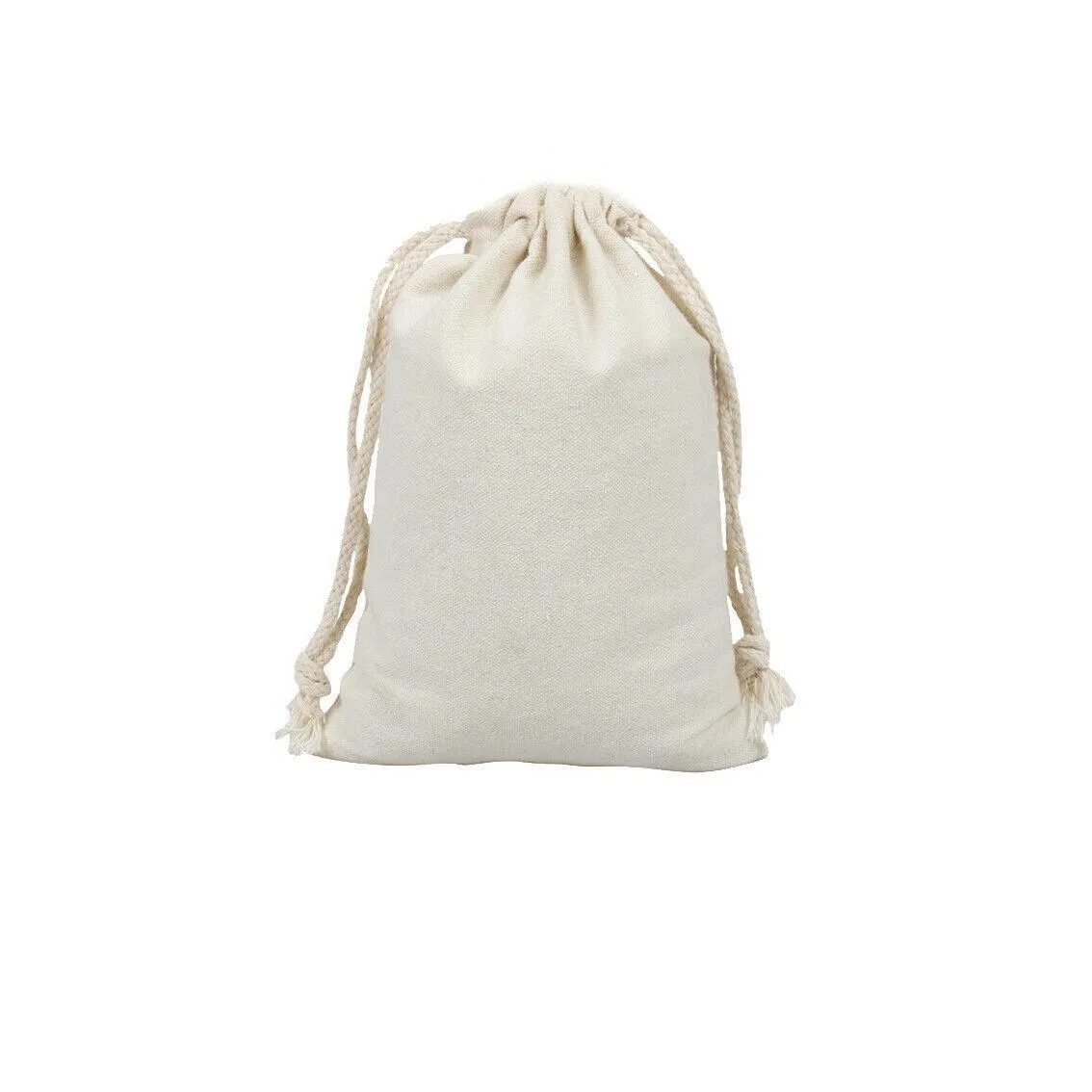 10X Canvas Drawstring Bags Bulk Linen-Calico Cotton Tote Gifts