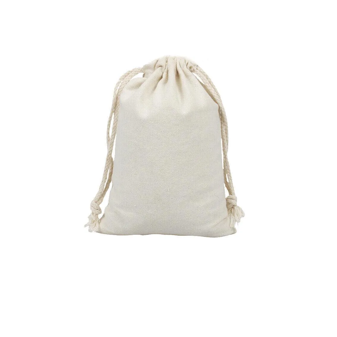 10X Canvas Drawstring Bags Bulk Linen-Calico Cotton Tote Gifts