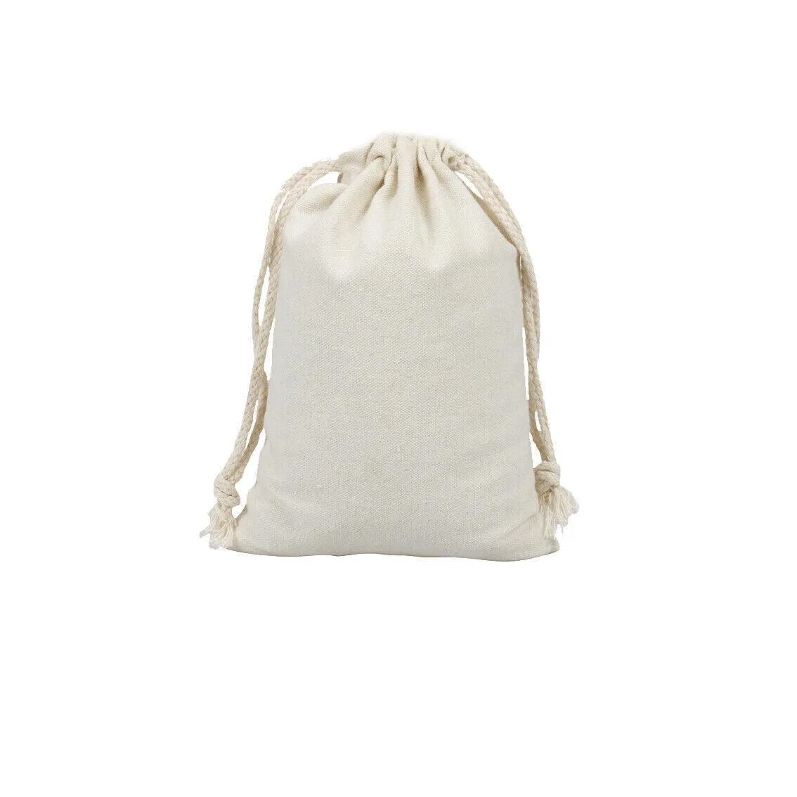 10X Canvas Drawstring Bags Bulk Linen-Calico Cotton Tote Gifts