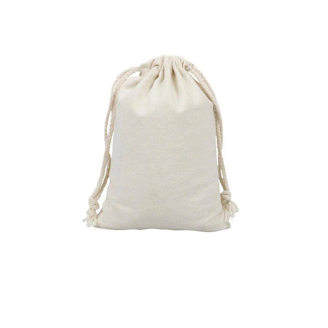 10X Canvas Drawstring Bags Bulk Linen-Calico Cotton Tote Gifts