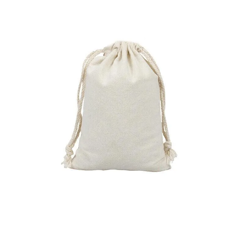 10X Canvas Drawstring Bags Bulk Linen-Calico Cotton Tote Gifts