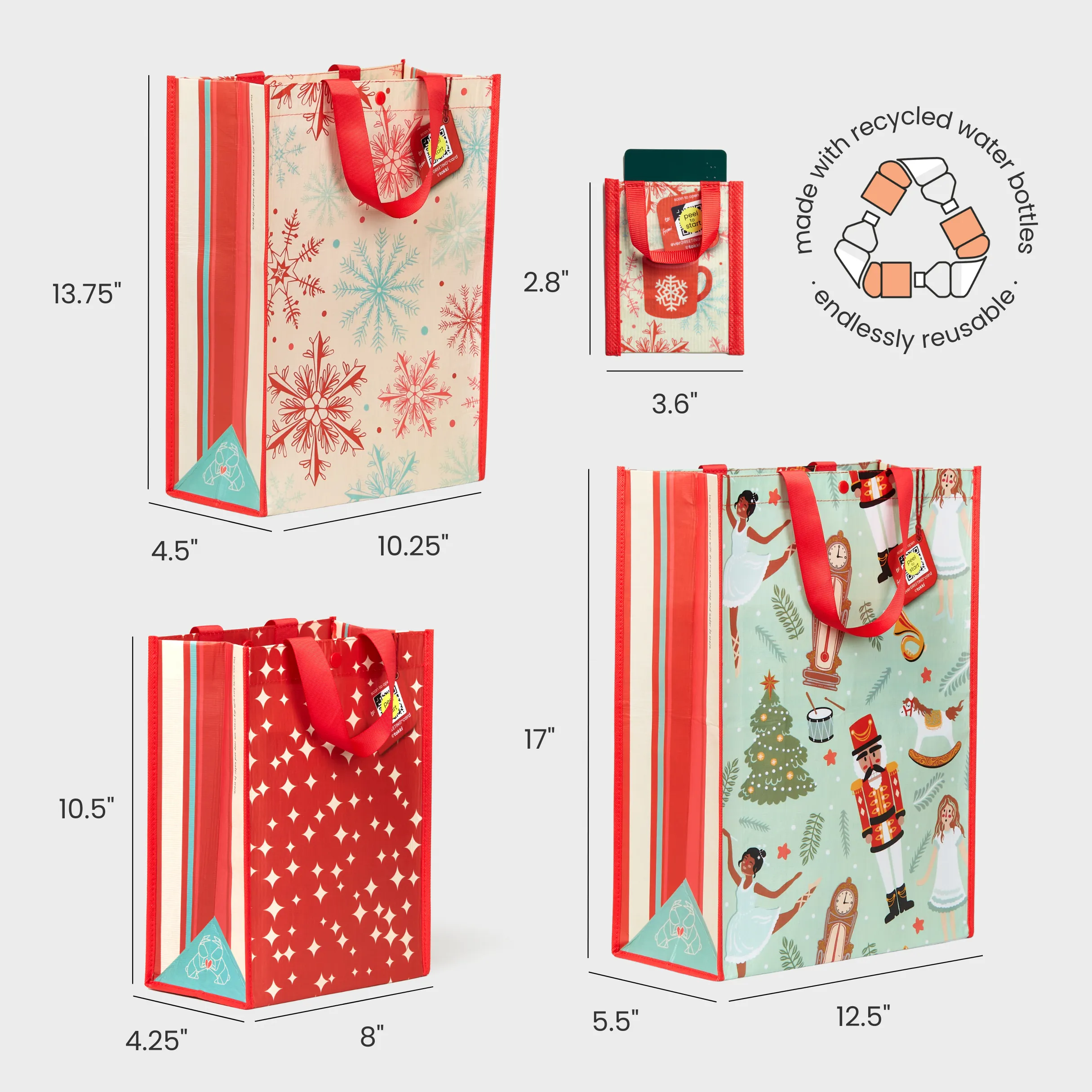 11 Piece Variety Holiday Bundle | Reusable Gift Bag   QR Greeting Card