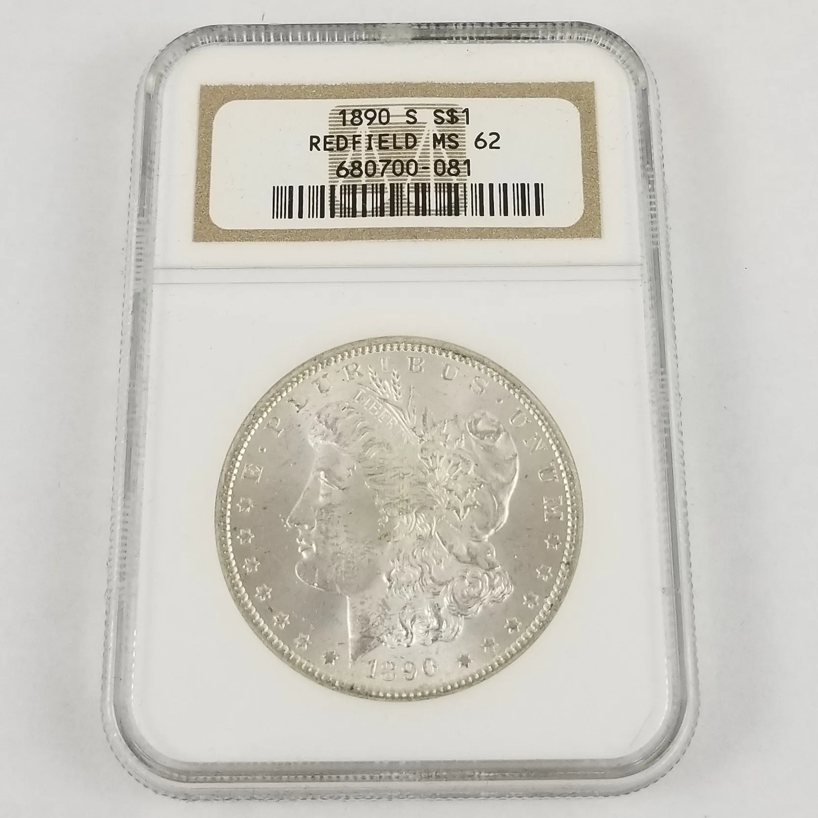 1890-S Morgan Silver Dollar NGC MS 62 Redfield Hoard Collection $1 Coin