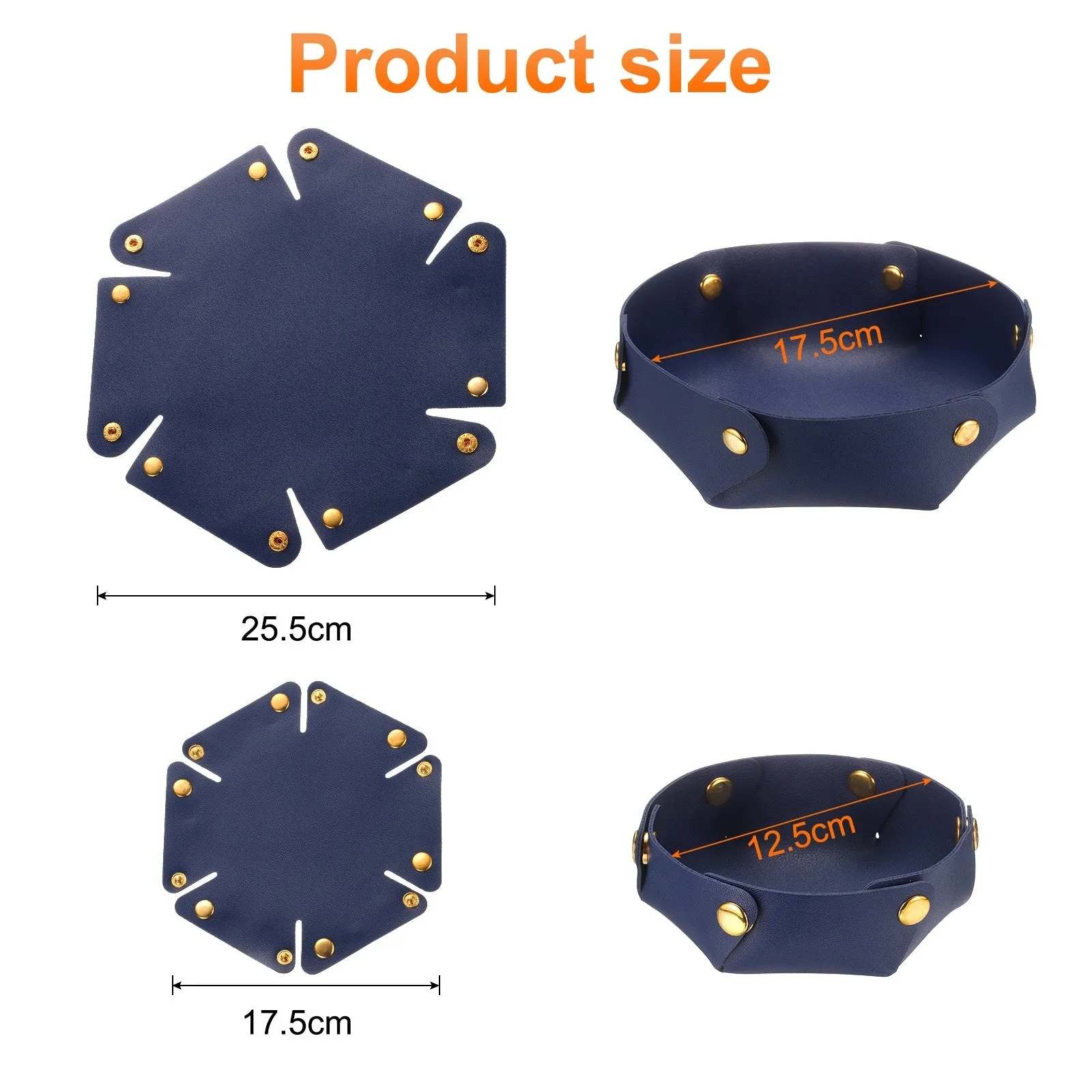 2 Pcs PU Leather Jewelry Tray Catchall Storage Organizer 2 Size
