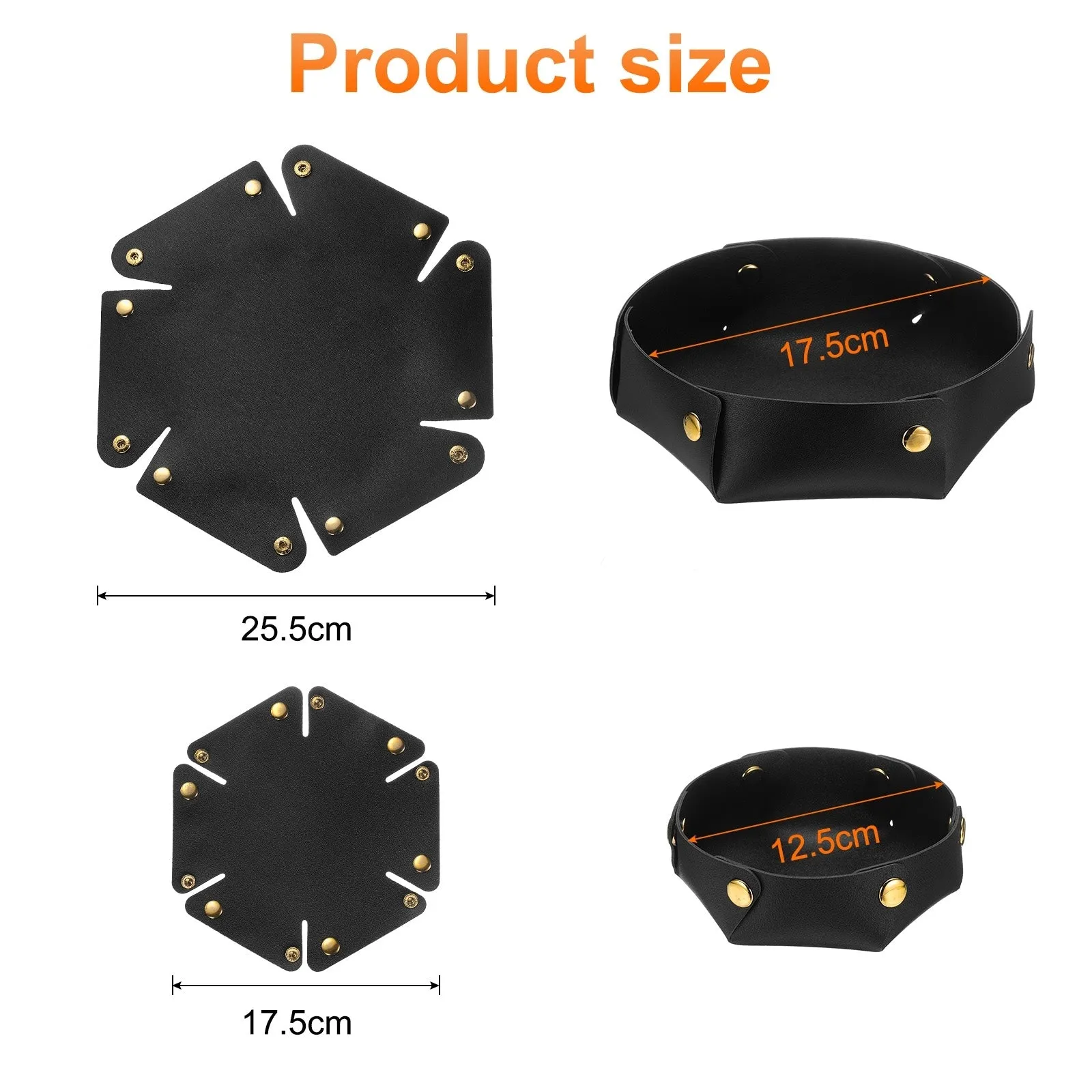 2 Pcs PU Leather Jewelry Tray Catchall Storage Organizer 2 Size