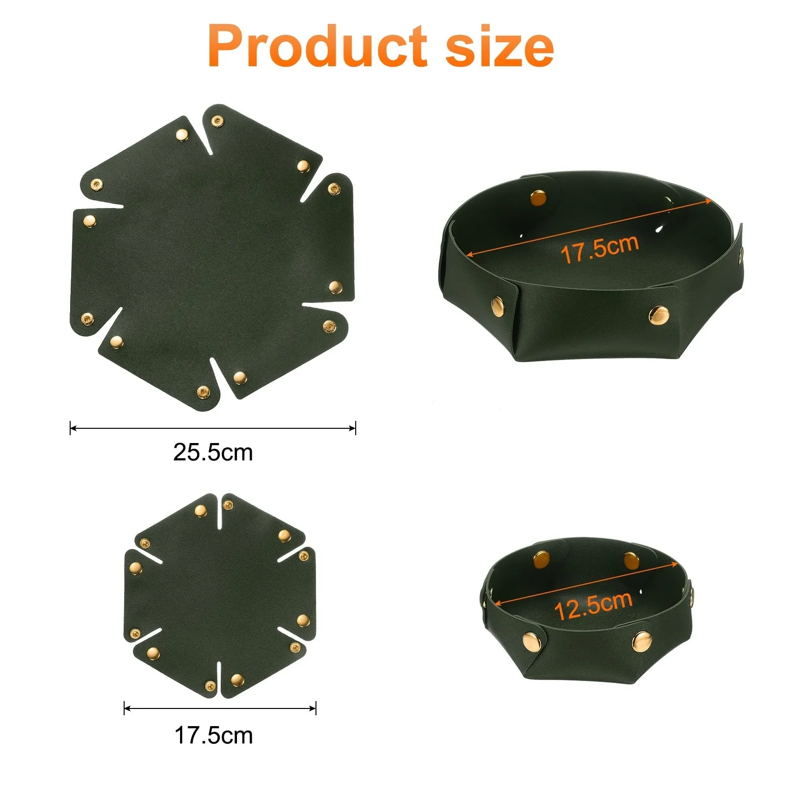 2 Pcs PU Leather Jewelry Tray Catchall Storage Organizer 2 Size