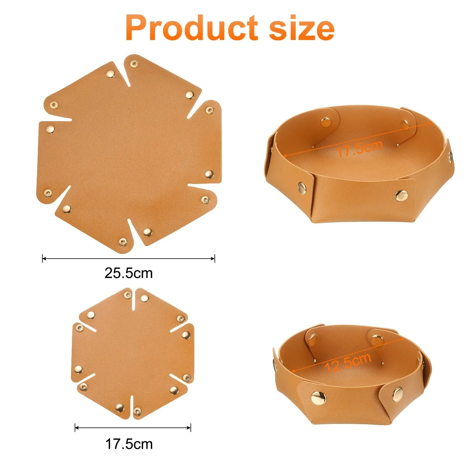 2 Pcs PU Leather Jewelry Tray Catchall Storage Organizer 2 Size