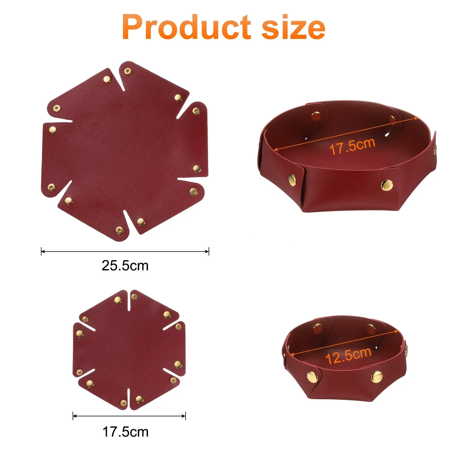 2 Pcs PU Leather Jewelry Tray Catchall Storage Organizer 2 Size