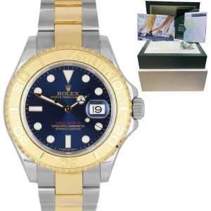 2005 BOX PAPERS Rolex Yacht-Master 18K Two-Tone Gold Steel Blue 40mm Watch 16623