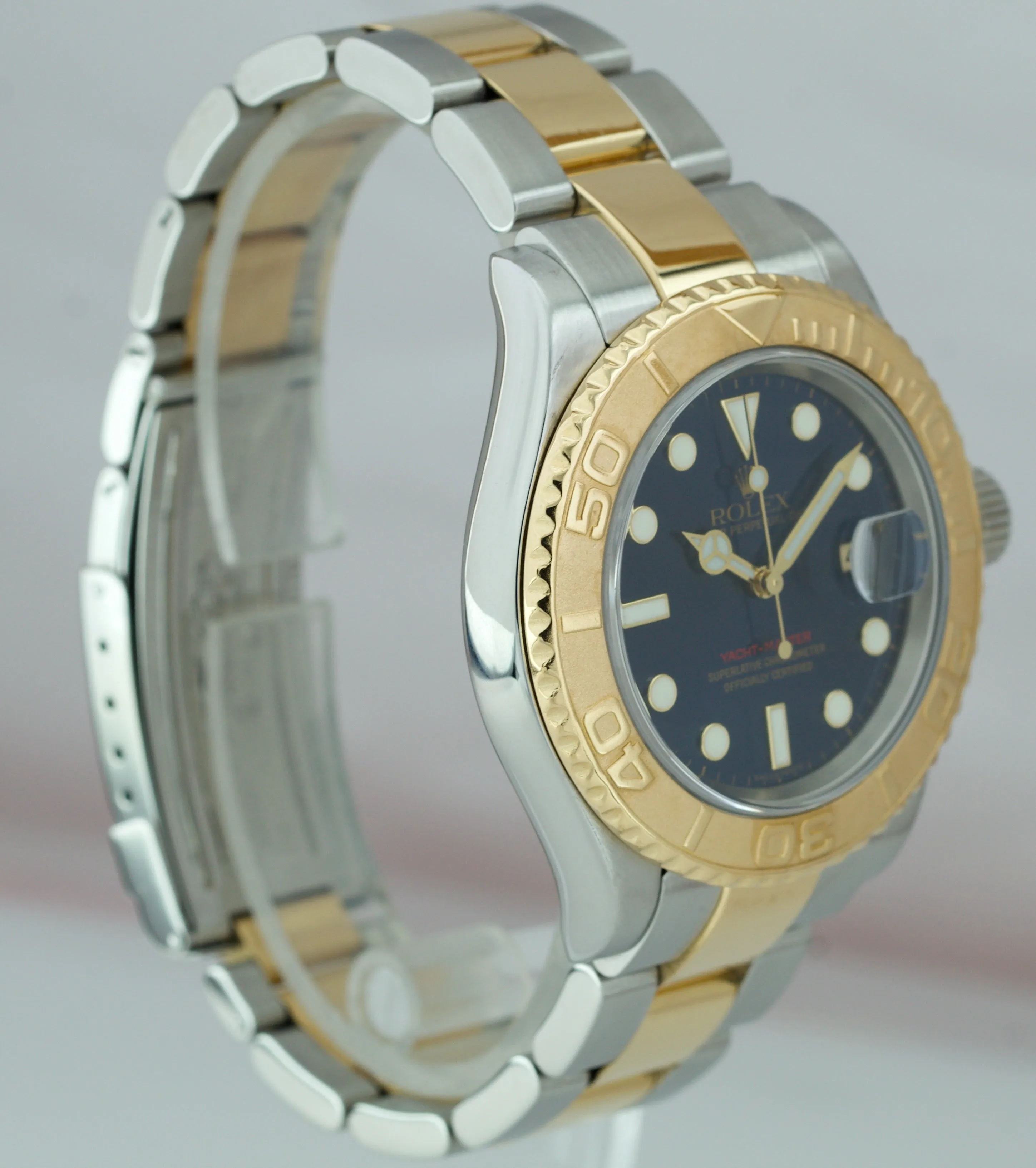 2005 BOX PAPERS Rolex Yacht-Master 18K Two-Tone Gold Steel Blue 40mm Watch 16623