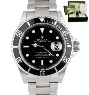 2007 UNPOLISHED Rolex Submariner Date 16610 Z NO HOLES SEL 40mm Black Watch