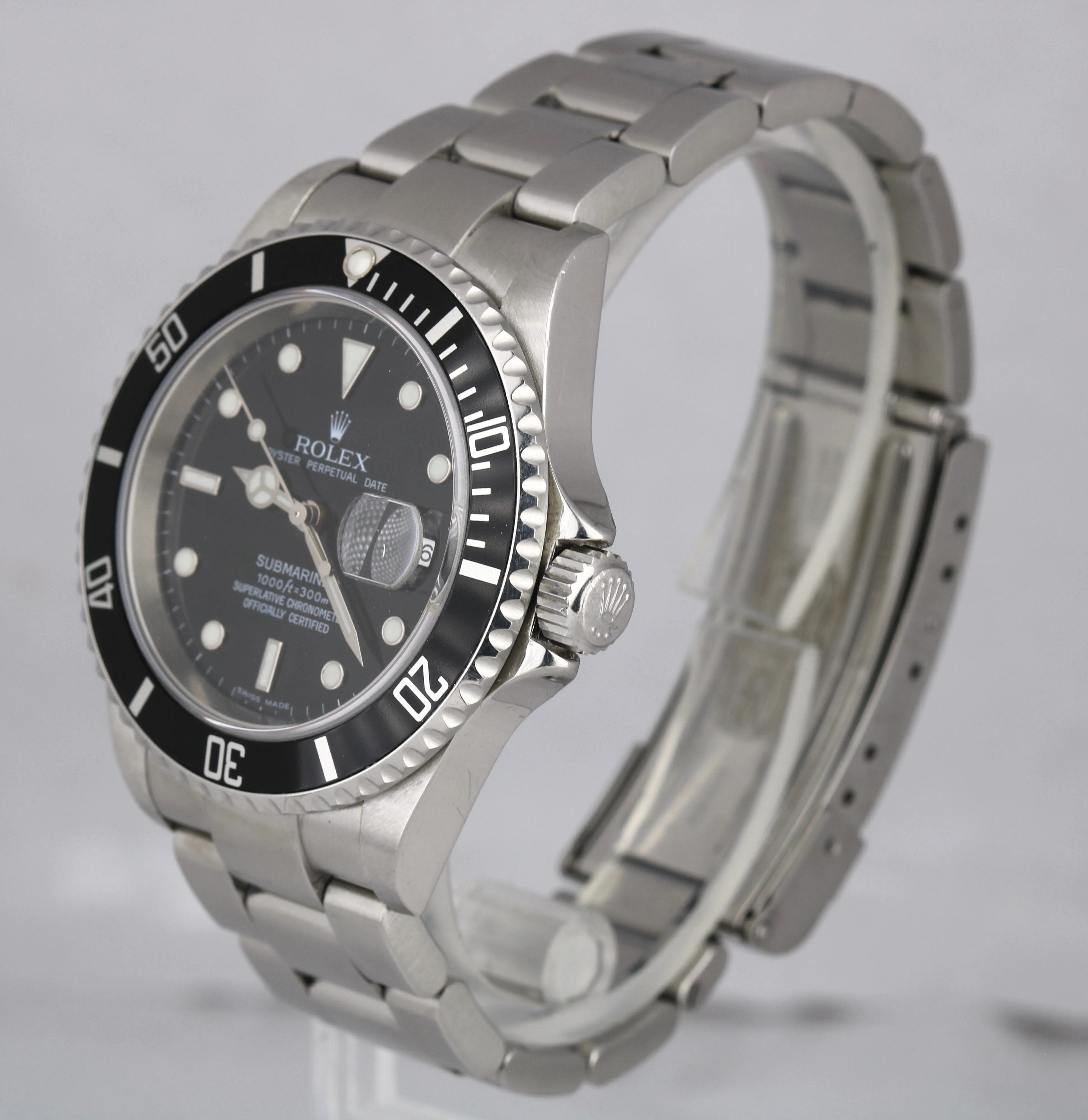 2007 UNPOLISHED Rolex Submariner Date 16610 Z NO HOLES SEL 40mm Black Watch
