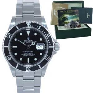 2008 Rolex Submariner Date 16610 Steel Black Dial Engraved Rehaut Watch Box