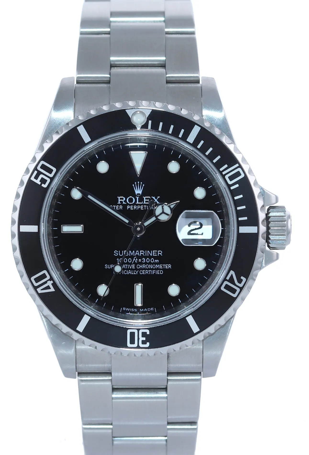 2008 Rolex Submariner Date 16610 Steel Black Dial Engraved Rehaut Watch Box