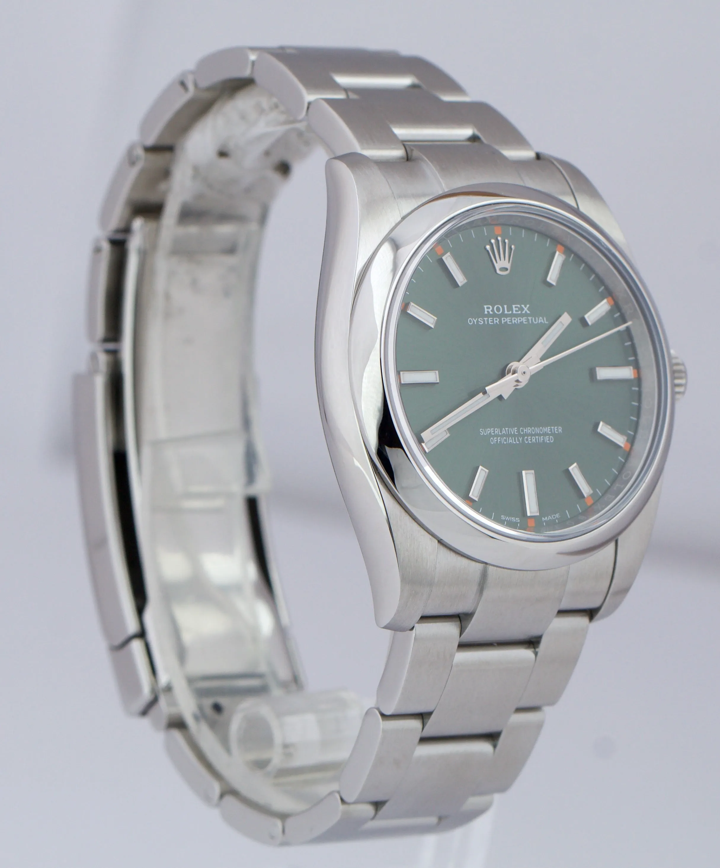 2017 MINT Rolex Oyster Perpetual Olive Green Stainless Steel 34mm Watch 114200
