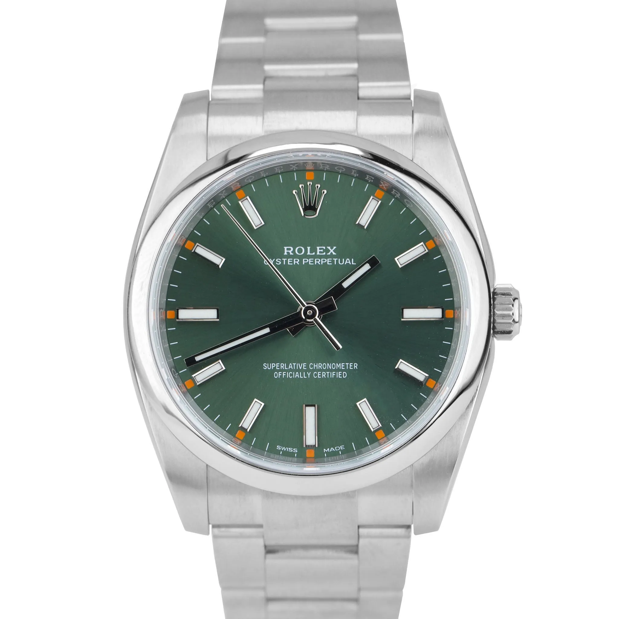 2017 MINT Rolex Oyster Perpetual Olive Green Stainless Steel 34mm Watch 114200