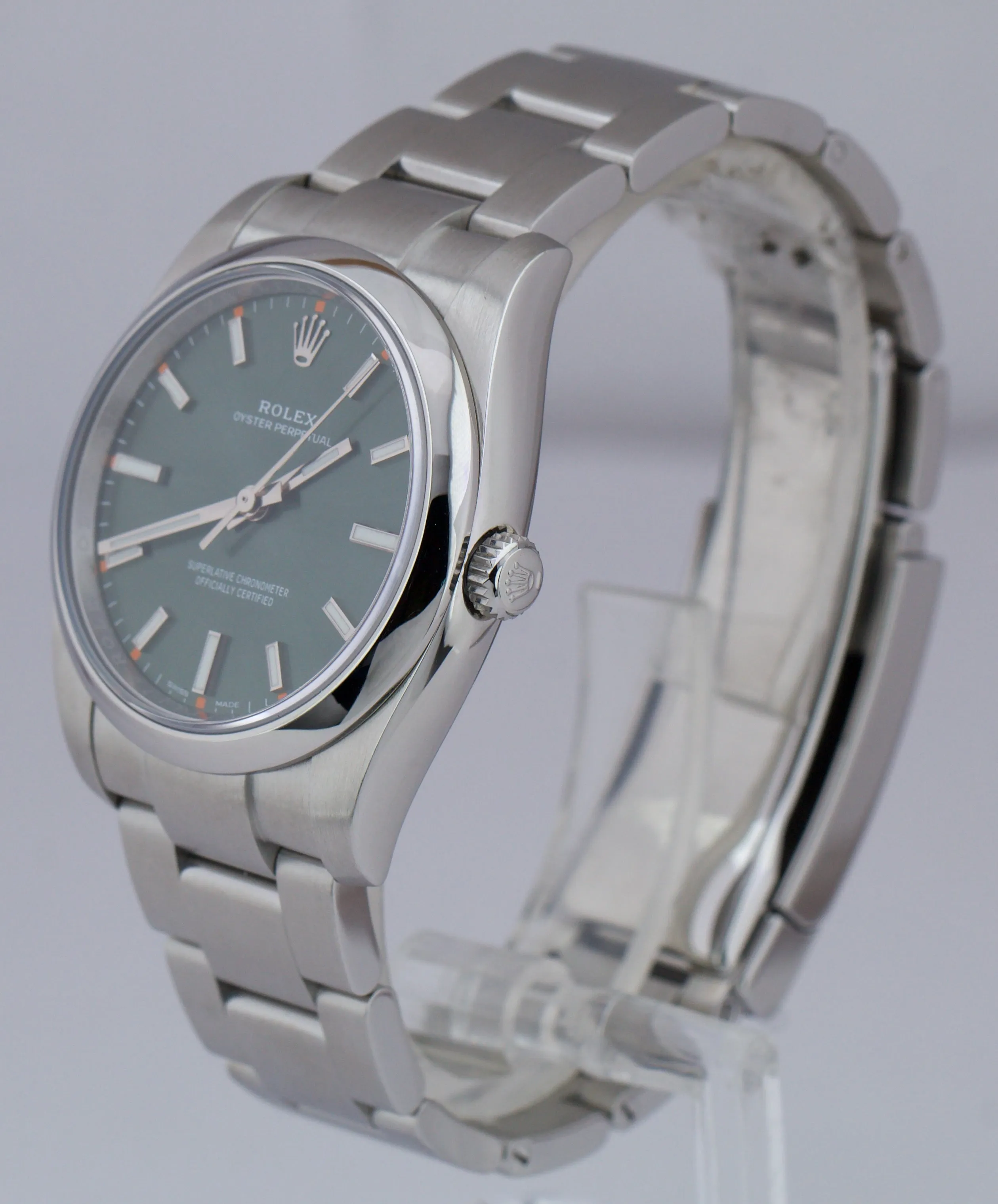 2017 MINT Rolex Oyster Perpetual Olive Green Stainless Steel 34mm Watch 114200