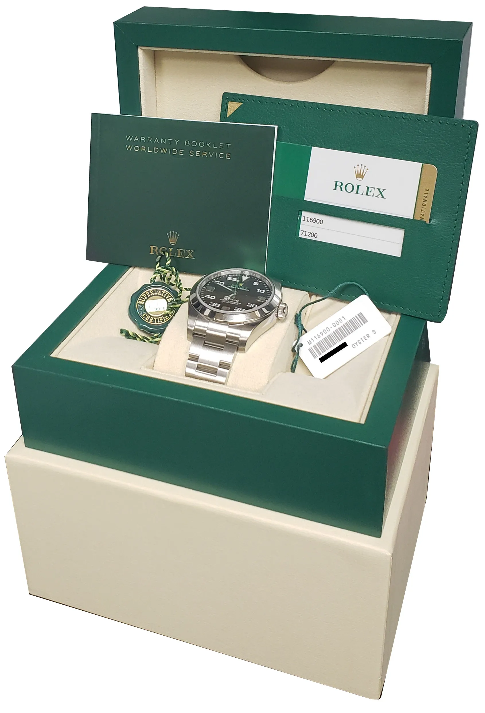 2017 Rolex Air-King 40mm Green Black Stainless Steel Arabic 116900 Watch B P