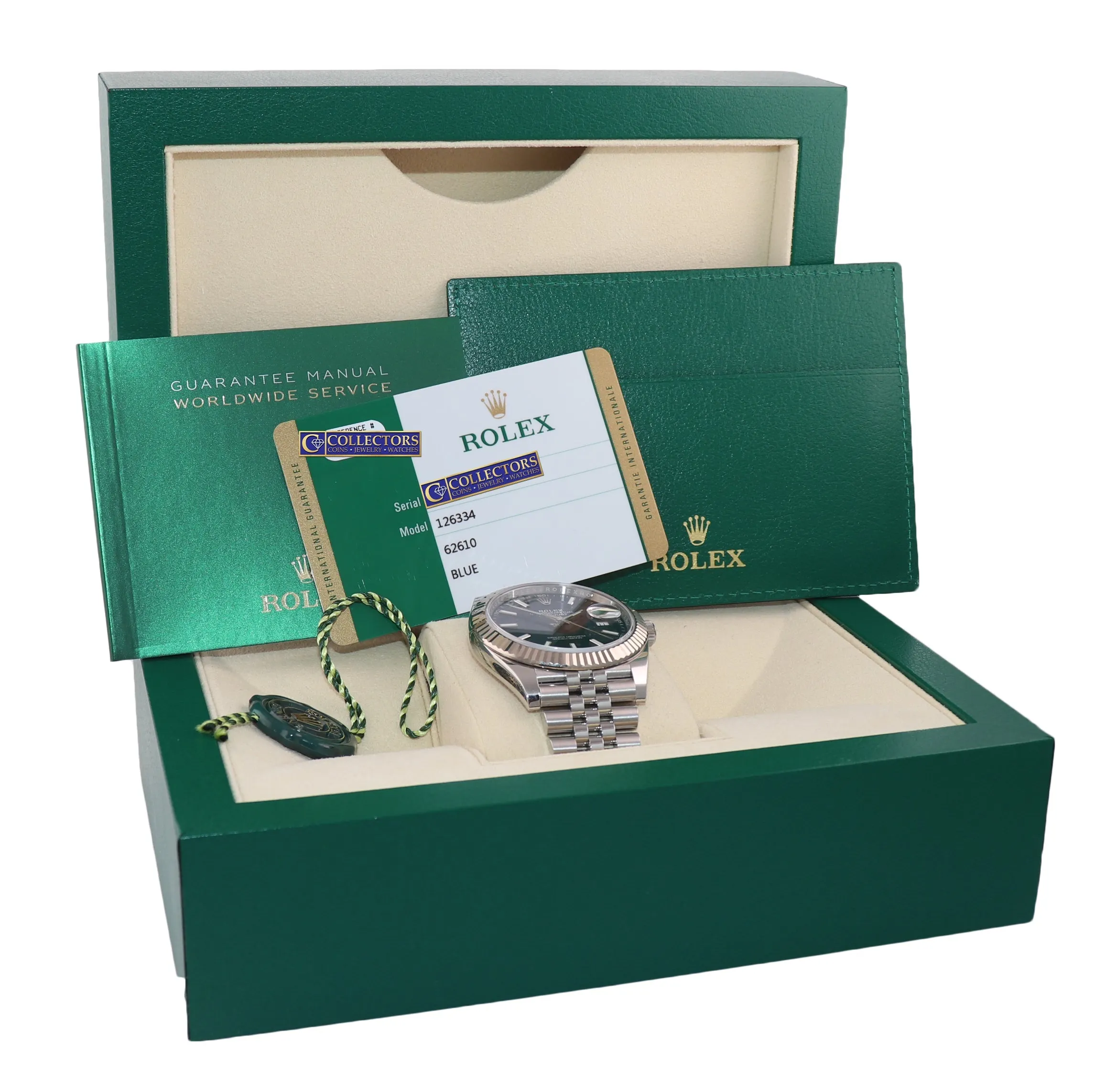 2018 PAPERS Rolex DateJust 41 Blue Stick Super Jubilee Fluted 126334 Watch