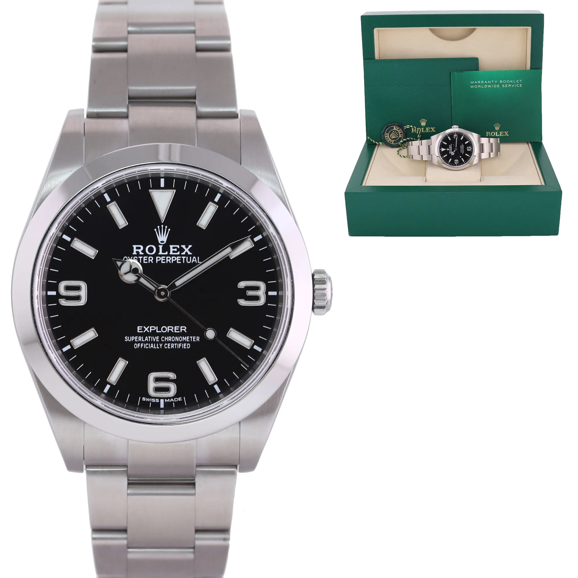 2019 MINT Rolex 214270 Explorer Black BLUE LUME 3-6-9 Steel 39mm Watch Box