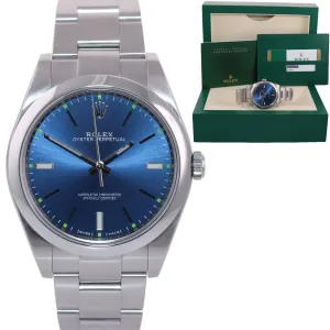 2019 PAPERS Rolex Oyster Perpetual Steel 39mm Blue Dial 114300 Watch Box