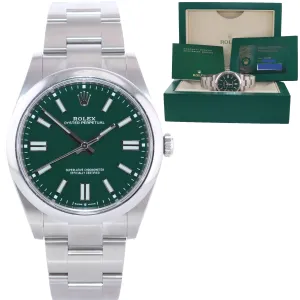 2021 BRAND NEW PAPERS Rolex Oyster Perpetual 41mm Green Watch 124300