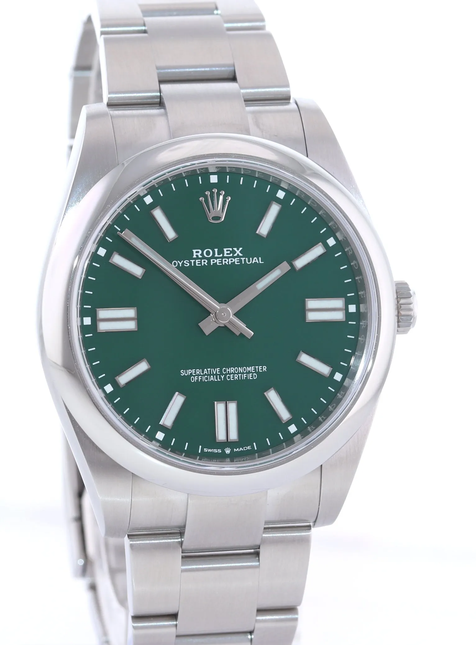 2021 BRAND NEW PAPERS Rolex Oyster Perpetual 41mm Green Watch 124300