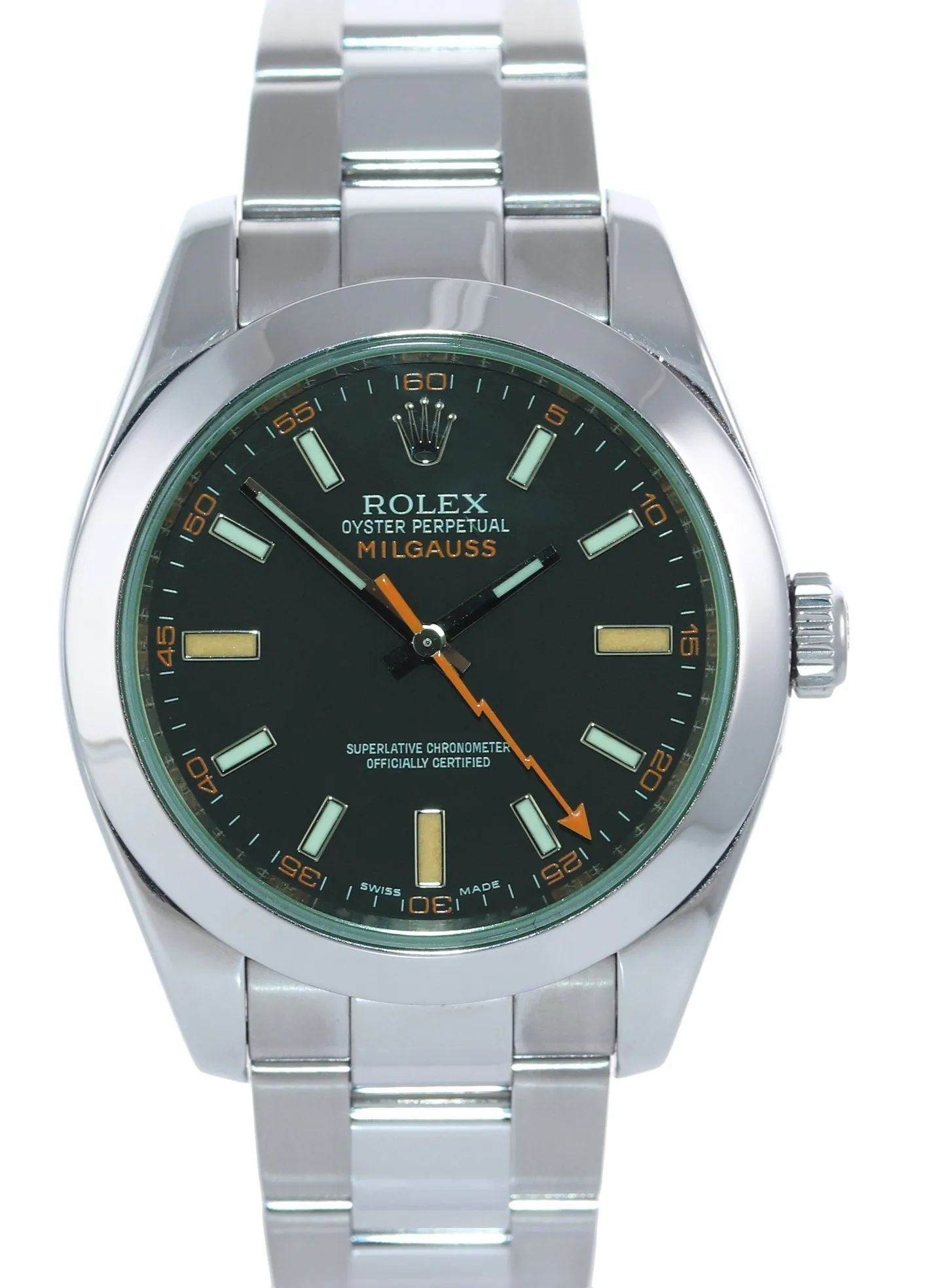 2021 Rolex Milgauss 116400 Steel Green Black Anti-Magnetic Steel 40mm Watch Box