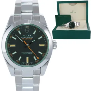 2021 Rolex Milgauss 116400 Steel Green Black Anti-Magnetic Steel 40mm Watch Box