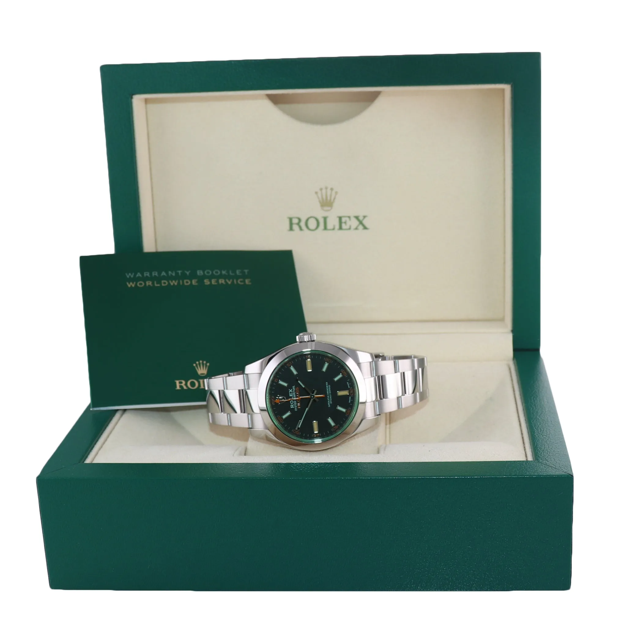 2021 Rolex Milgauss 116400 Steel Green Black Anti-Magnetic Steel 40mm Watch Box