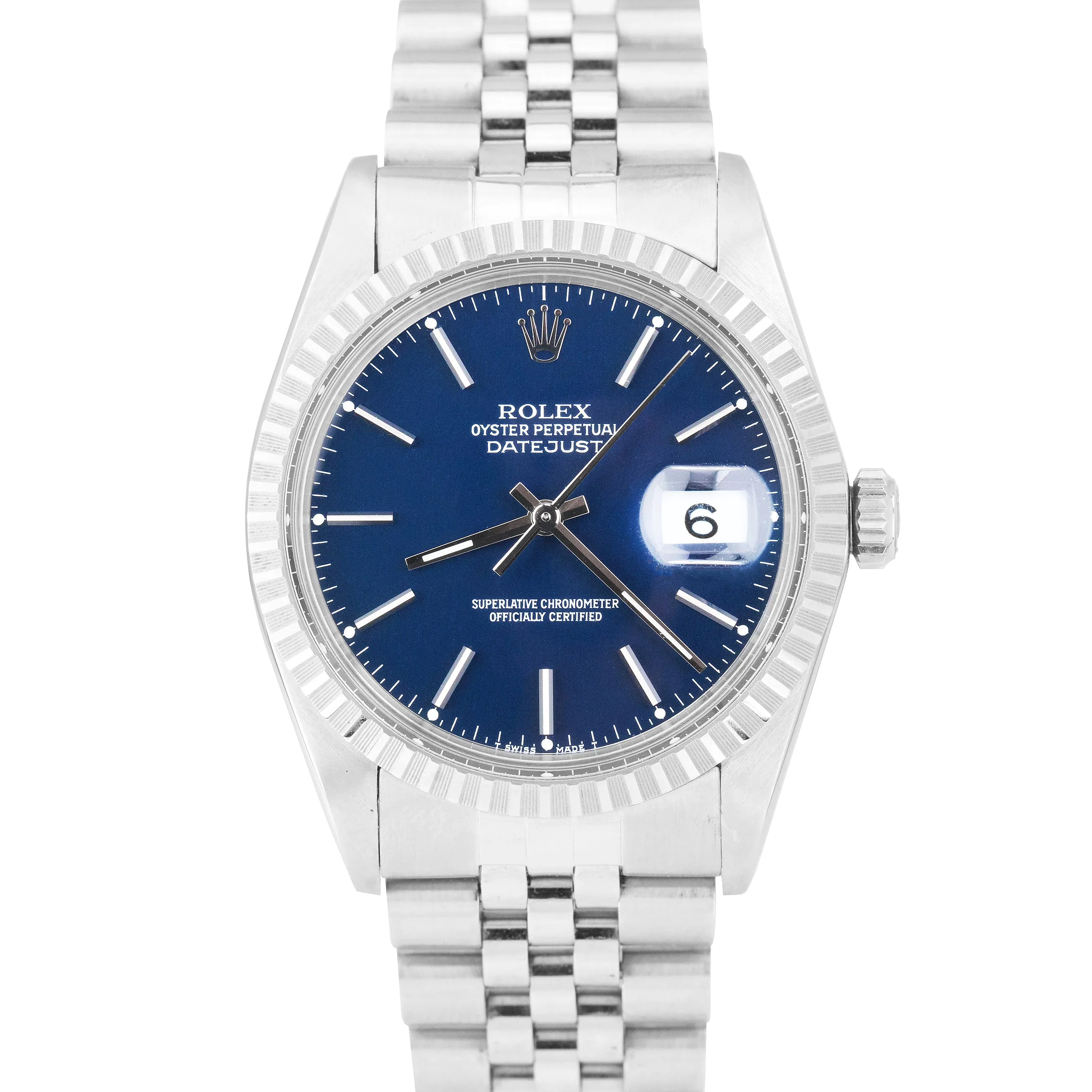 2021 RSC Rolex DateJust 36mm Stainless Steel Blue Jubilee Eng Turned Watch 16030