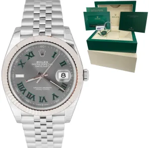 2021 STICKERED Rolex DateJust Wimbledon Grey 41mm Fluted Jubilee Watch 126334