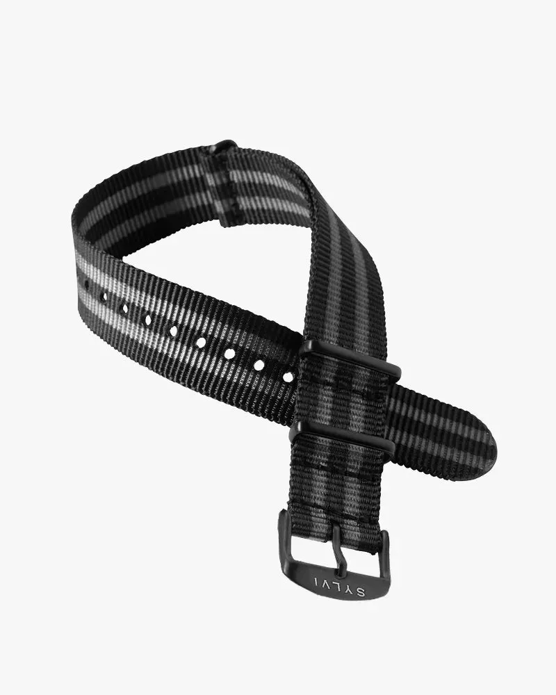 24mm Grey Black Nylon Strap
