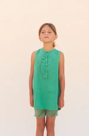 25106 Ruffle Tunic Dress - Middle Green
