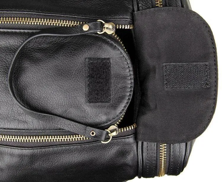 60cm High Capacity Genuine Leather Travel Duffle for Men Weekend Bag