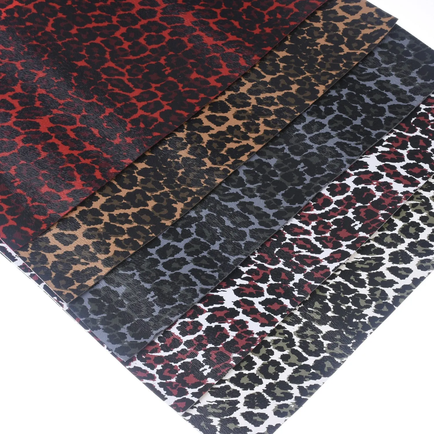8*12" Leopard Pattern Faux leather sheets Synthetic PU Leather Fabric Sheets Craft supplies 1pcs 102653