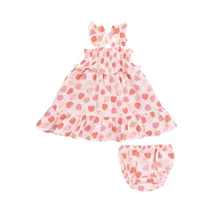 Angel Dear || Strawberry Bliss Smocked Ruffle Sundress