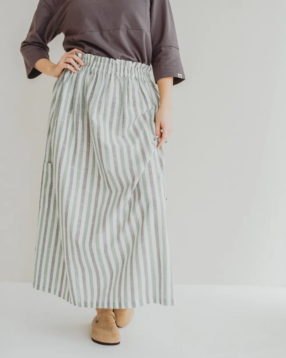 Anna Multicolur Multifunctional Stripe Print Maxi Skirt