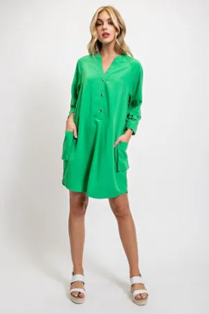 Apple Green Roll Tab Tunic with Pockets