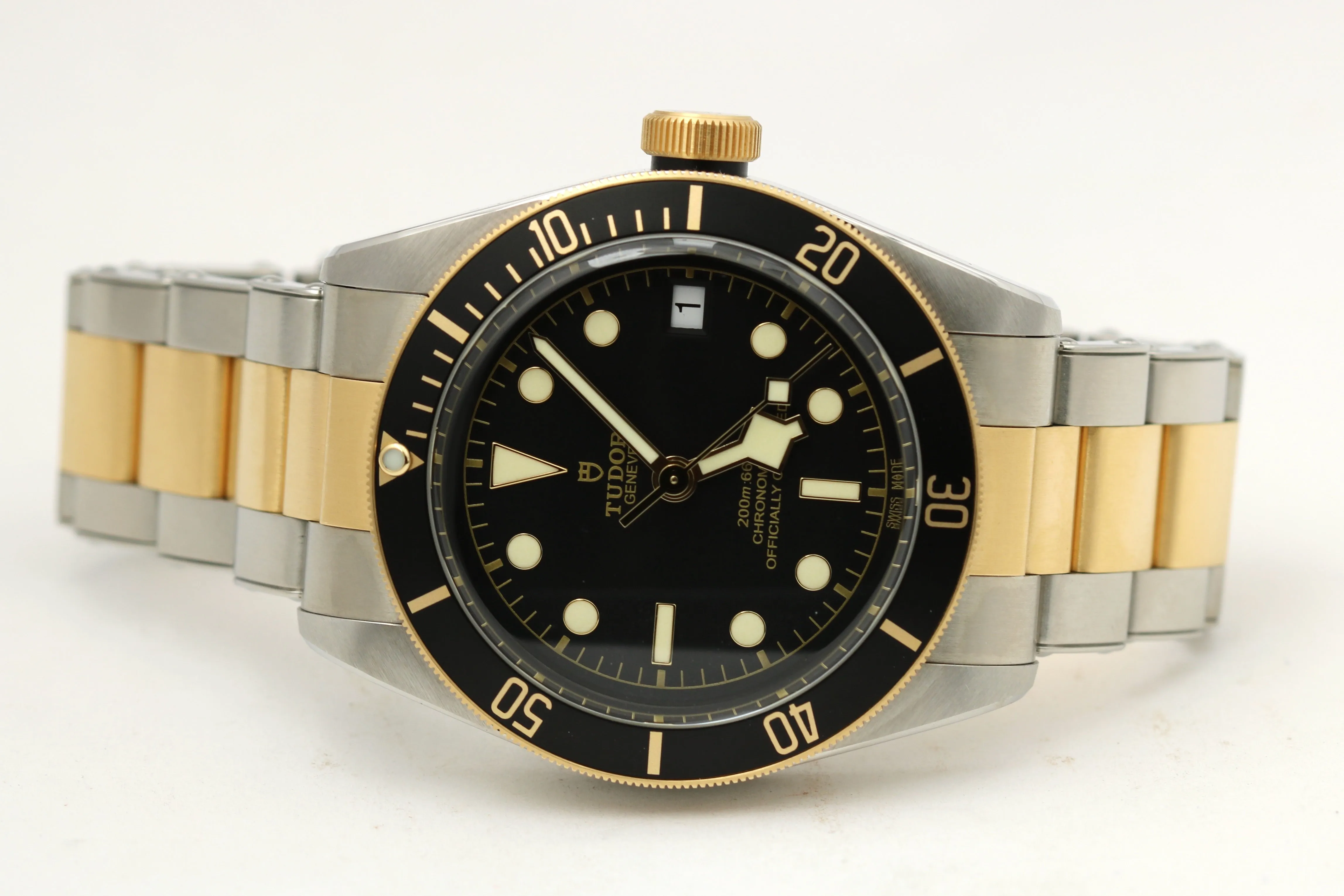 AUG 2022 Tudor Black Bay Heritage Two-Tone Stainless Black 41mm Watch 79733 N