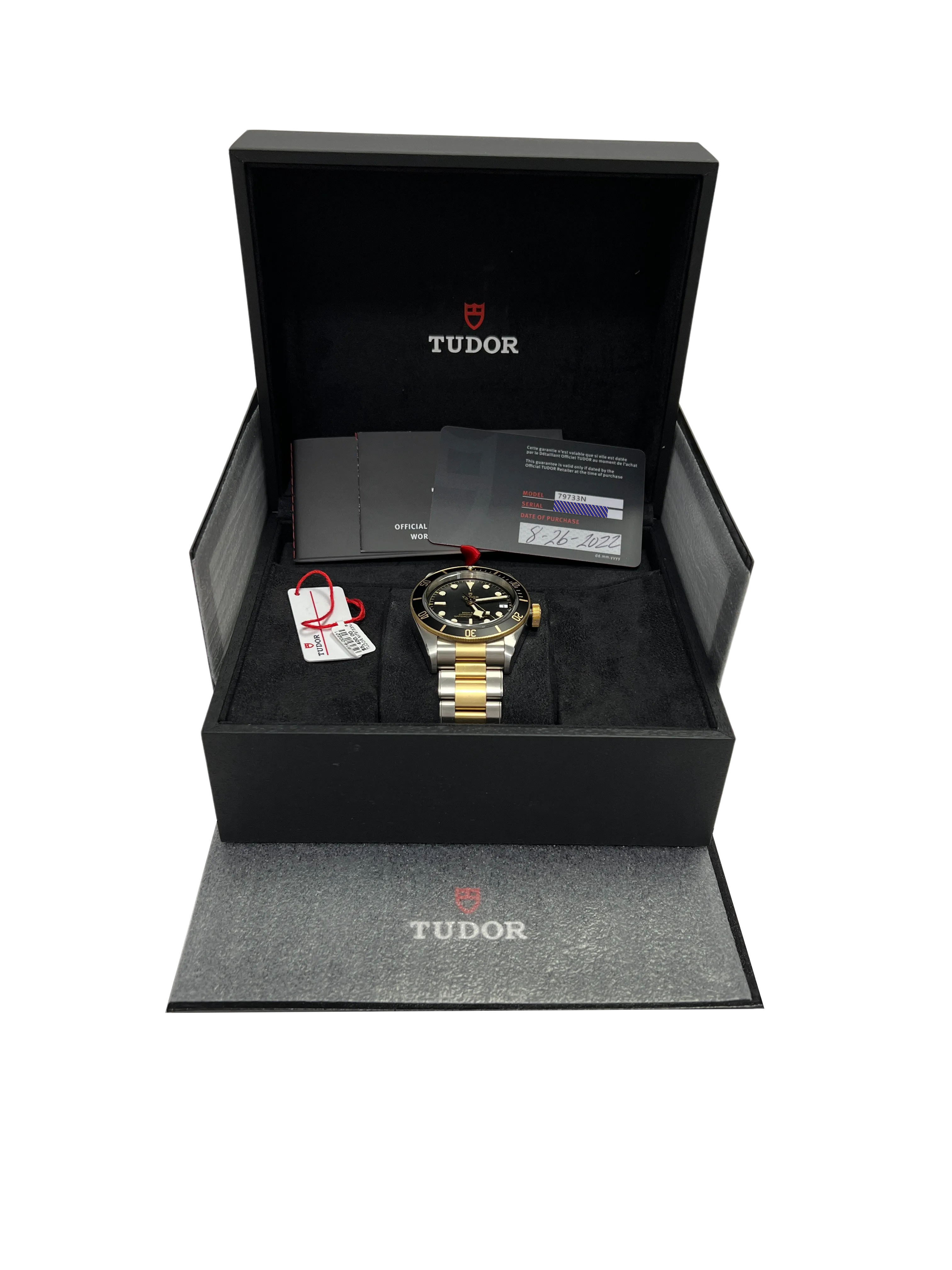 AUG 2022 Tudor Black Bay Heritage Two-Tone Stainless Black 41mm Watch 79733 N