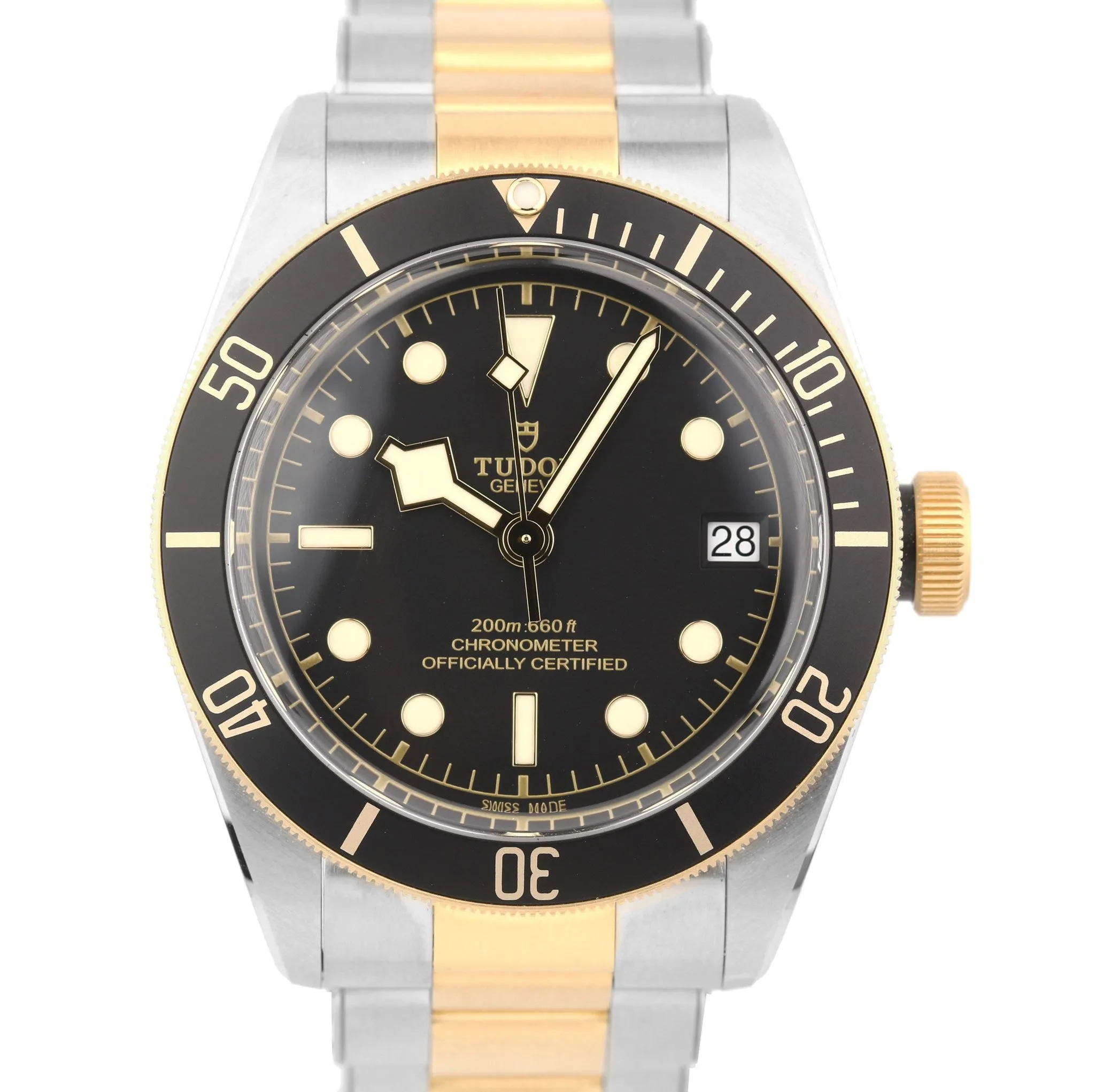 AUG 2022 Tudor Black Bay Heritage Two-Tone Stainless Black 41mm Watch 79733 N