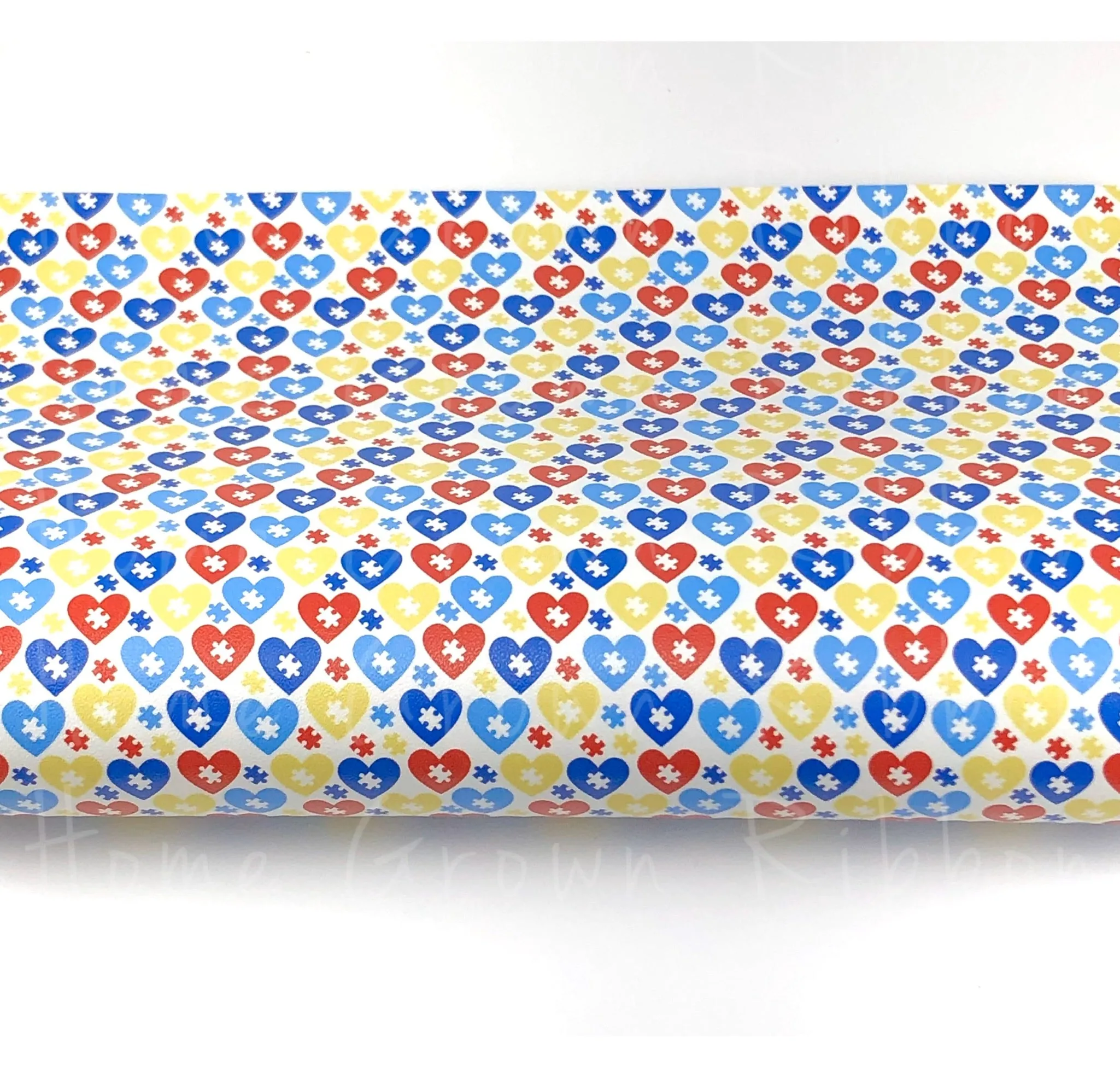 Autism Puzzle Hearts Synthetic Leather Sheet USDR