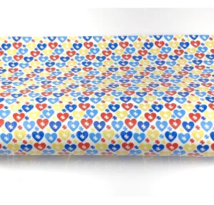 Autism Puzzle Hearts Synthetic Leather Sheet USDR