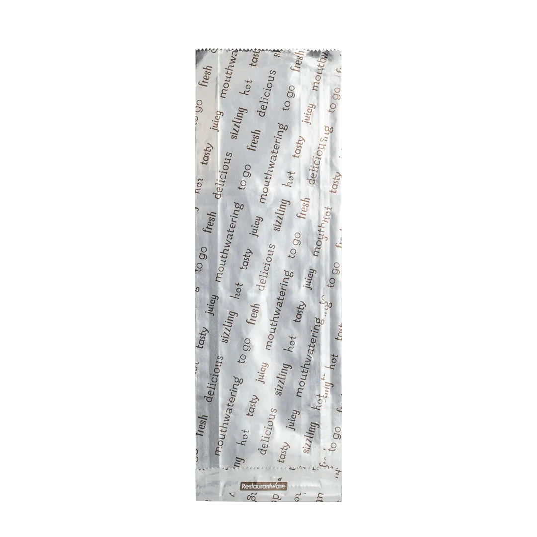 Bag Tek Paper Printed Large Hot Dog Foil Bag - 3 3/4" x 1 1/4" x 12" - 100 count box