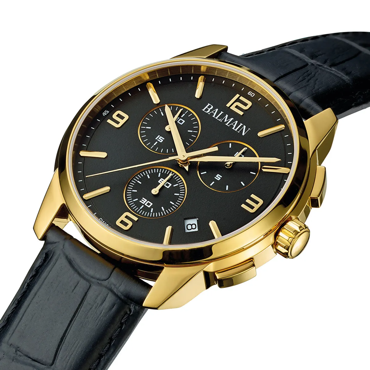Balmain Madrigal 42mm Chronograph Yellow Gold-Black Men's Watch B74803264